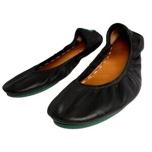 Tieks Classic Matte Black Full Grain Leather Ballet Flats Flexible Shoes Size 6